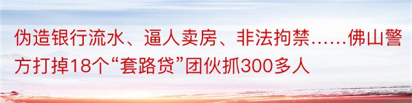 伪造银行流水、逼人卖房、非法拘禁……佛山警方打掉18个“套路贷”团伙抓300多人