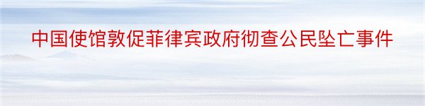 中国使馆敦促菲律宾政府彻查公民坠亡事件