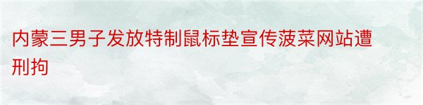 内蒙三男子发放特制鼠标垫宣传菠菜网站遭刑拘