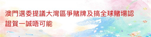 澳門選委提議大灣區爭賭牌及搞全球賭場認證賀一誠唔可能