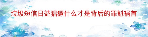 垃圾短信日益猖獗什么才是背后的罪魁祸首