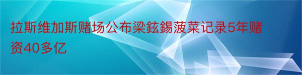 拉斯维加斯赌场公布梁鉉錫菠菜记录5年赌资40多亿