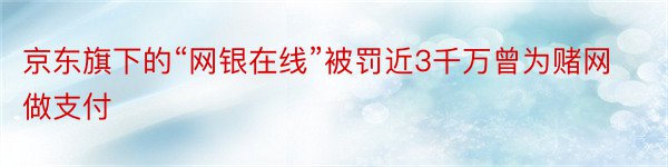 京东旗下的“网银在线”被罚近3千万曾为赌网做支付