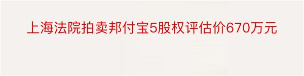 上海法院拍卖邦付宝5股权评估价670万元