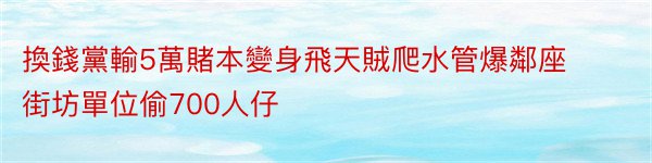 換錢黨輸5萬賭本變身飛天賊爬水管爆鄰座街坊單位偷700人仔