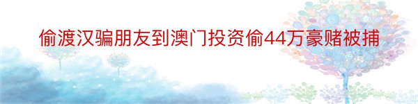 偷渡汉骗朋友到澳门投资偷44万豪赌被捕