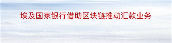 埃及国家银行借助区块链推动汇款业务