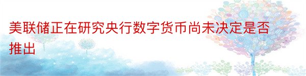 美联储正在研究央行数字货币尚未决定是否推出