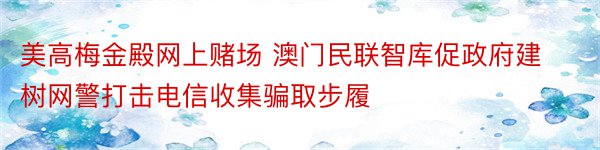 美高梅金殿网上赌场 澳门民联智库促政府建树网警打击电信收集骗取步履