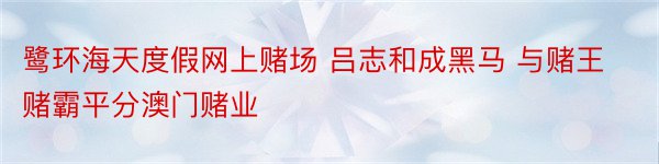 鹭环海天度假网上赌场 吕志和成黑马 与赌王赌霸平分澳门赌业