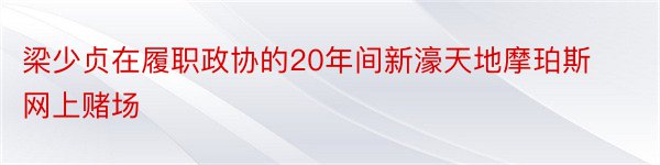 梁少贞在履职政协的20年间新濠天地摩珀斯网上赌场