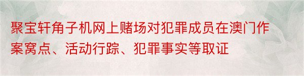 聚宝轩角子机网上赌场对犯罪成员在澳门作案窝点、活动行踪、犯罪事实等取证