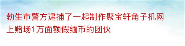 勃生市警方逮捕了一起制作聚宝轩角子机网上赌场1万面额假缅币的团伙