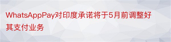 WhatsAppPay对印度承诺将于5月前调整好其支付业务